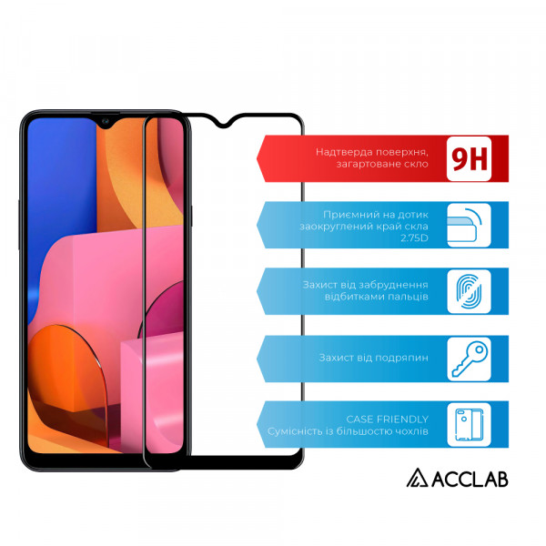 Фото - Захисне скло для смартфону ACCLAB Full Glue for Samsung A20s Black (1283126508530)