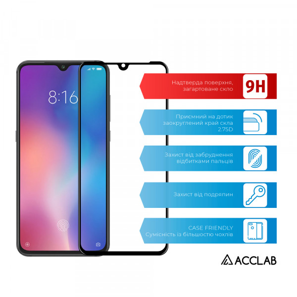 Фото - Захисне скло для смартфону ACCLAB Full Glue for Xiaomi Mi 9 (1283126509254)