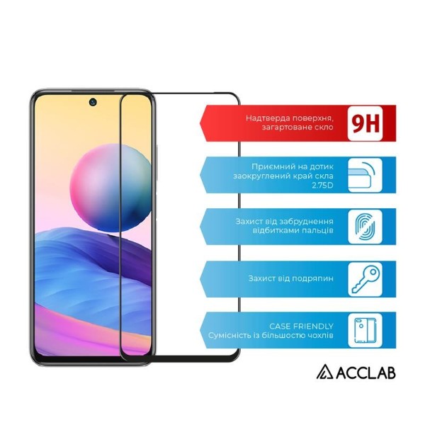 Фото - Защитное стекло для смартфона ACCLAB Full Glue for Xiaomi Redmi Note 10 5G Black (1283126513190)