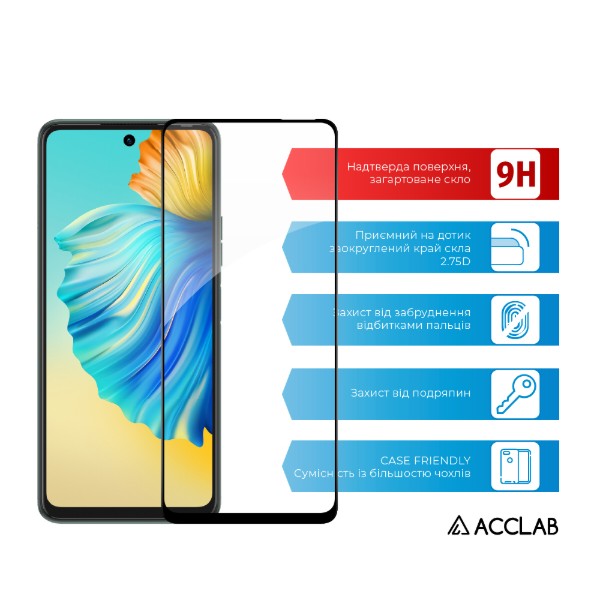 Фото - Защитное стекло для смартфона ACCLAB Full Glue for Tecno Camon 17P (1283126515828)