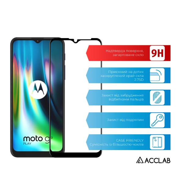 Фото - Захисне скло для смартфону ACCLAB Full Glue for MOTO G9 Play (1283126516207)