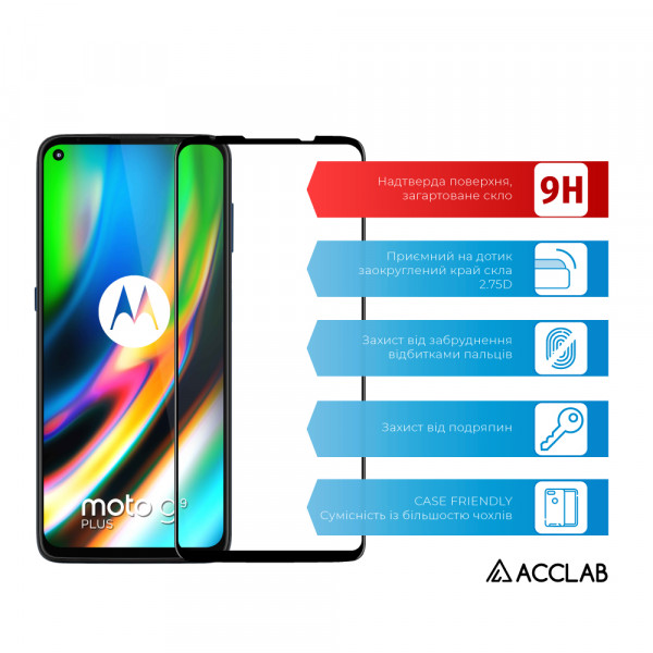 Фото - Захисне скло для смартфону ACCLAB Full Glue for MOTO G9 Plus (1283126516214)