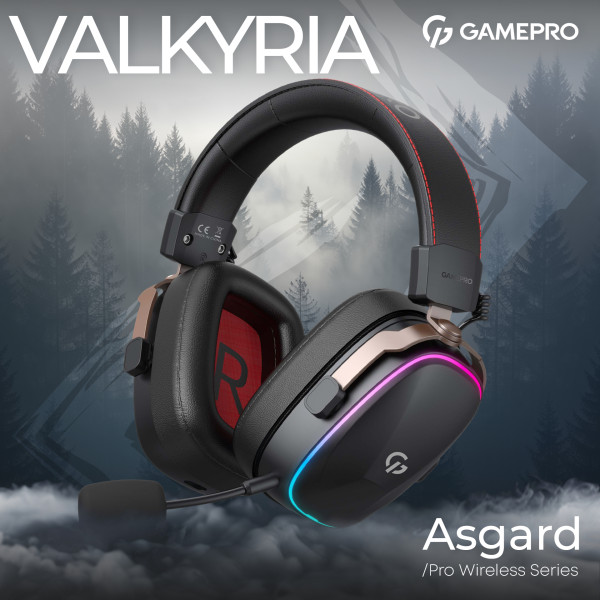 Фото - Гарнітура бездротова ігрова GamePro Asgard Valkyria RGB Tri-Mod (HSW249B)