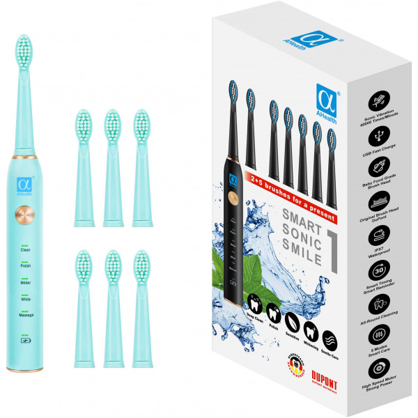 Фото - Зубна щітка електрична AHealth SONIC SMILE 1 green (AHsss1g) Фото - Зубна щітка електрична AHealth SONIC SMILE 1 green (AHsss1g)