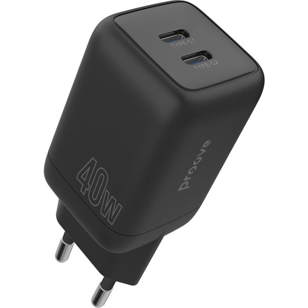 Фото - Мережевий зарядний пристрій Proove Silicone Power 40W (Type-C + Type-C) Black