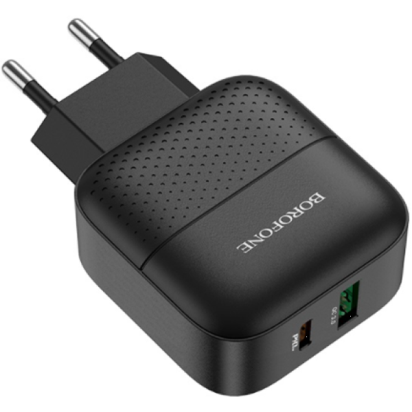 Фото - Мережевий зарядний пристрій BOROFONE BA46A Premium PD + QC3.0 18W Black (6931474727336)