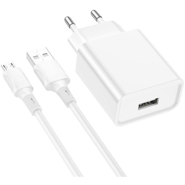 Фото - Сетевое зарядное устройство BOROFONE BA74A Aspirer single port charger set(Micro) White (6974443388664)