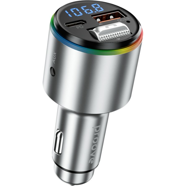 Фото - FM модулятор Proove Launcher Power Drive 30W (PD+QC3.0) Type-C+USB+AUX Silver (FMPD30110006)