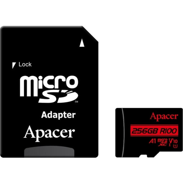 Фото - Карта памяти Apacer MicroSDHC 256GB UHS-I Class 10 + SD adapter (AP256GMCSX10UB-R)