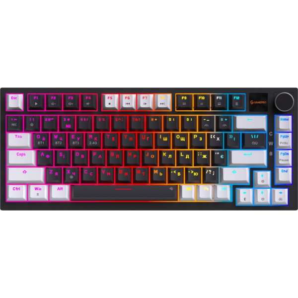 Фото - Клавиатура беспроводная игровая GamePro Asgard Valhalla Pro 75% Wireless/Bluetooth/USB Black (MK160B-D-Pro)