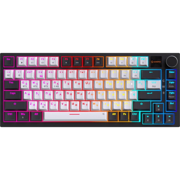 Фото - Клавіатура бездротова ігрова GamePro Asgard Valhalla Pro 75% Wireless/Bluetooth/USB White (MK160W-D-Pro)