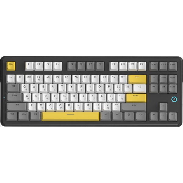 Фото - Клавиатура проводная игровая Ajazz AK870 V2 Flying Fish switches Black Gray Yellow (AK870-V2-FF-BGY)