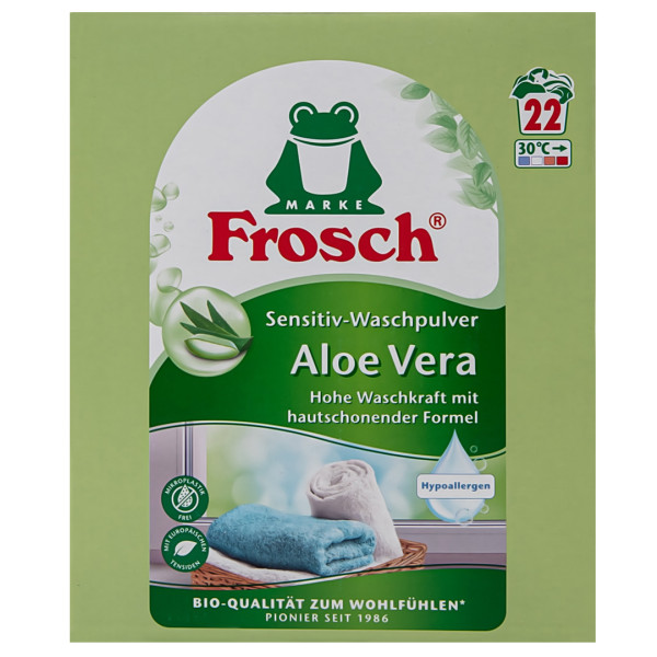 Фото - Пральний порошок Frosch концентрат Колор Алое Вера 1,45кг