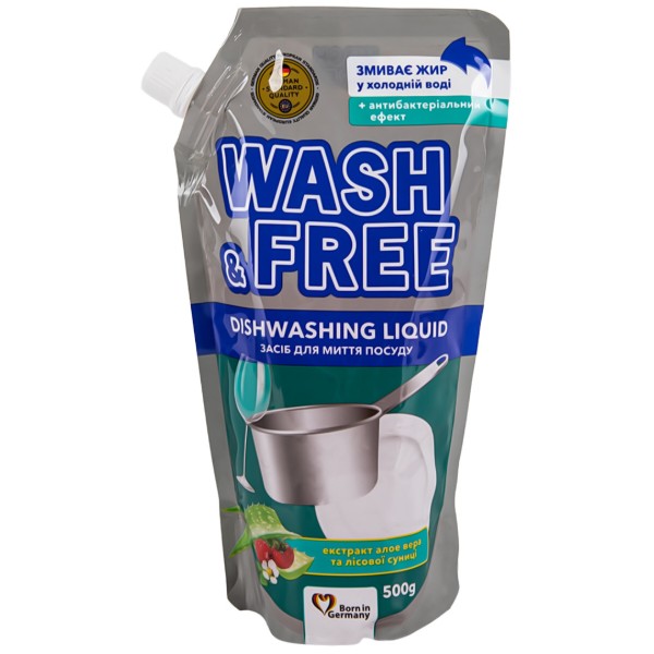 Фото - Средство для ручного мытья посуды WASH & FREE Экстракт алоэ вера и лесной земляники (DOYPACK) 500г