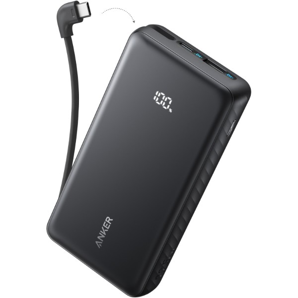 Фото - Батарея мобільна Anker 20000 mAh 22.5W Built-In USB-C Cable Black (A110EH11)