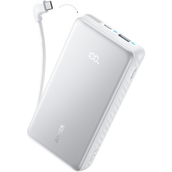 Фото - Батарея мобільна Anker 20000 mAh 22.5W Built-In USB-C Cable White (A110EH21)