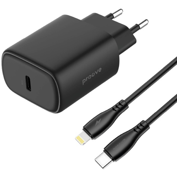 Фото - Мережевий зарядний пристрій Proove Silicone Power 2 20W (Type-C) + Cable Type-C to Lightning (1m) black (WCSP22010001) Фото - Мережевий зарядний пристрій Proove Silicone Power 2 20W (Type-C) + Cable Type-C to Lightning (1m) black (WCSP22010001)