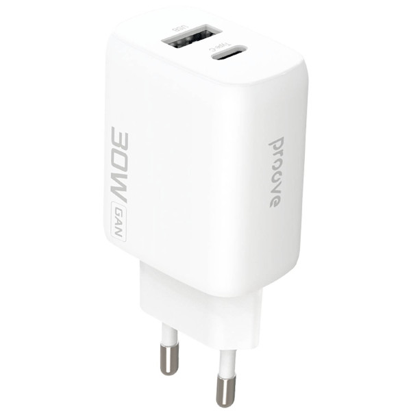 Фото - Мережевий зарядний пристрій Proove Silicone Power 2 30W Type-C + USB White (WCSP23110002)