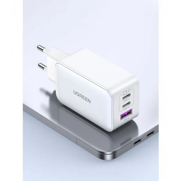 Фото - Мережевий зарядний пристрій UGREEN CD224 USB-A+2*USB-C 65W  GaN Tech Fast  White (15334)