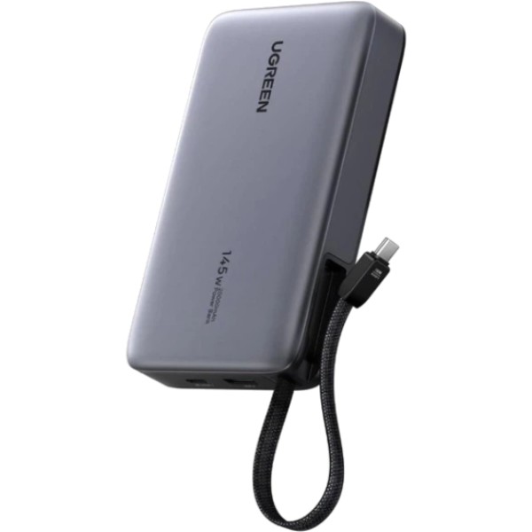 Фото - Батарея мобильная UGREEN 145W 20000 mAh Power Bank with Built-in Cable PB551 Gray (55992B)