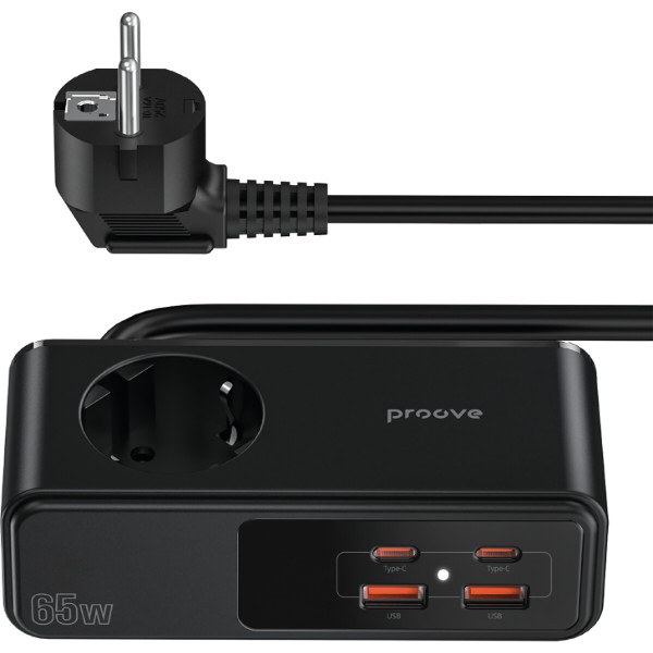 Фото - Мережевий фільтр Proove Homester Pro 65W (AC + 2xType-C + 2xUSB) 1.5m Black (PSHP25002201)