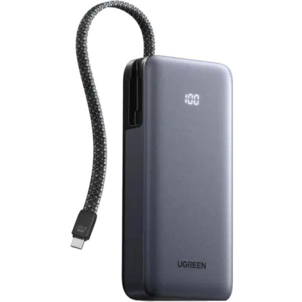 Фото - Батарея мобільна UGREEN 45W 20000 mAh Power Bank with Built-in Cable PB536 Gray (55988B)