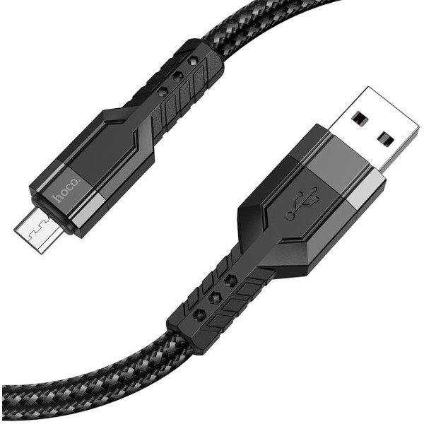 Фото - Кабель синхронізації даних HOCO U110 USB to Micro 2.4A, 1.2m Black (6931474770585)