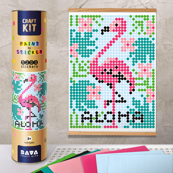 Фото - Стікерна мозаїка Умняшка в тубусі Фламінго 33х48 см 1200 стікерів (1777)