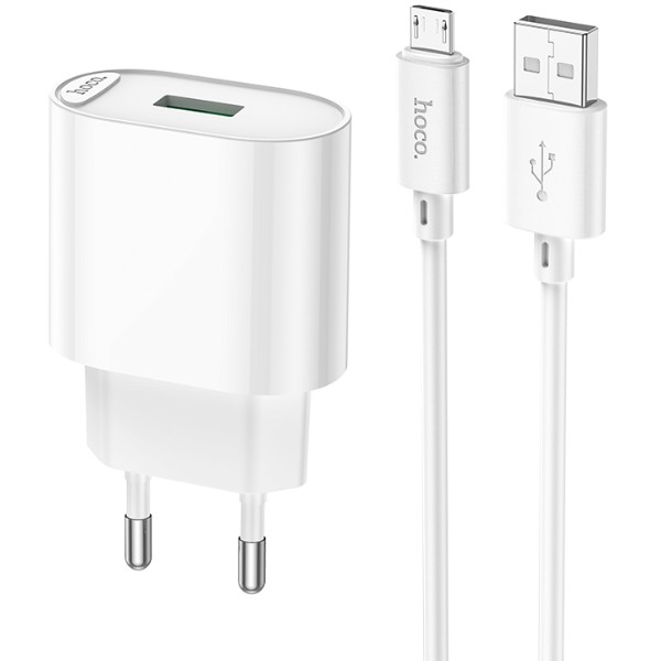 Фото - Сетевое зарядное устройство HOCO C109A QC3.0 charger set(Micro) White (6931474784827)