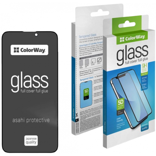 Фото - Захисне скло для смартфону Colorway 9H FC glue Anti-Spy Apple iPhone 16 Pro Max Black (CW-GSFGASAI16PM-BK)