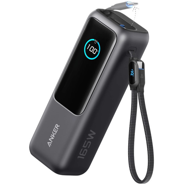 Фото - Батарея мобільна Anker 25000 mAh 165W PD Built-In Double USB-C Cables Black (A1695H11)