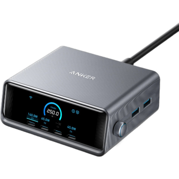 Фото - Мережевий зарядний пристрій Anker GaNPrime Charger 250W 4xUSB-C PD & 2xUSB-A Black (A2345341)
