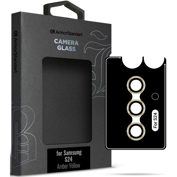 Фото - Захисне скло для смартфону Armorstandart для камери Supreme Black Icon for Samsung S24 Amber Yellow (ARM76609)