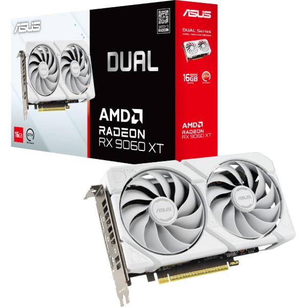 Фото - Відеокарта Asus Radeon RX 9060 XT 16GB GDDR6 OC (DUAL-RX9060XT-16G-WHITE)