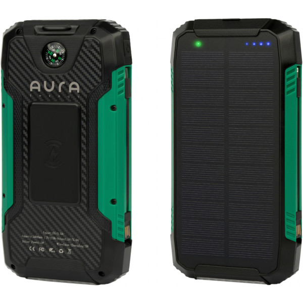 Фото - Батарея мобильная Aura NRG-30SE ARM SOLAR 30000 mAh Wireless charging Green (PBANRG30SEG)