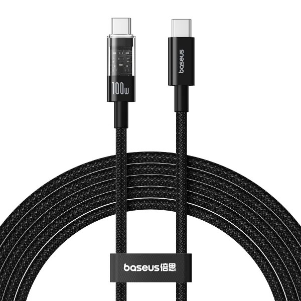 Фото - Кабель синхронізації даних Baseus Gem Series Fast Charging Data Cable Type-C to Type-C 100W 5A 2m Black (P10373000111-01)