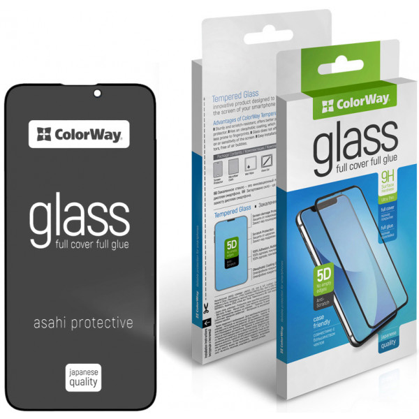 Фото - Захисне скло для смартфону Colorway 9H FC glue Anti-Spy Apple iPhone 16 Pro Max Black (CW-GSFGASAI16PM-BK)
