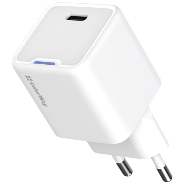 Фото - Мережевий зарядний пристрій Colorway GaN Mini 30W PD Port PPS USB-C White (CW-CHS054PD-WT)