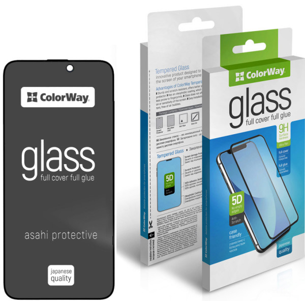 Фото - Захисне скло для смартфону Colorway 9H FC glue Anti-Spy for Apple iPhone 16 Black (CW-GSFGASAI16-BK)
