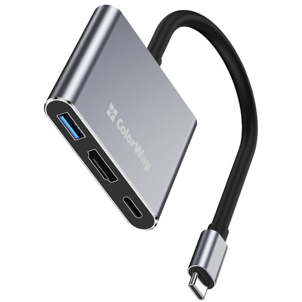Фото - Хаб USB Colorway USB-C 3-в-1 Type C PD 100W/USB3.0/HDMI 4К (CW-HUB08)