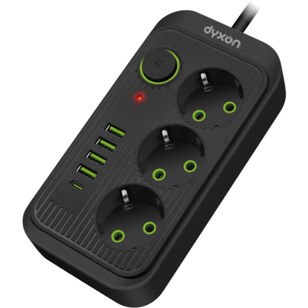 Фото - Сетевой фильтр Dyxon 3+5 USB-A + USB-C (PD) Power switch 3m Black (DXN-3M-MFP-35PD-B)
