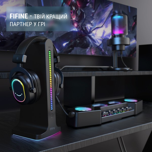 Фото - Гарнітура дротова ігрова Fifine Black RGB (H6)
