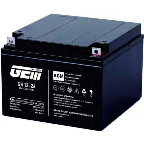 Фото - Акумулятор для ДБЖ GEM BATTERY 12V, 26.0A, AGM (GS 12-26) Фото - Акумулятор для ДБЖ GEM BATTERY 12V, 26.0A, AGM (GS 12-26)