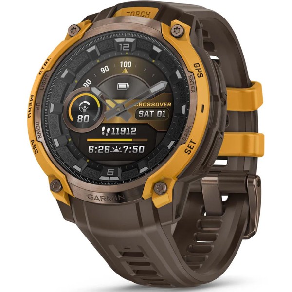Фото - Смарт-часы Garmin Instinct Crossover AMOLED, BronzeSunburst/Cocoa (010-03398-01)