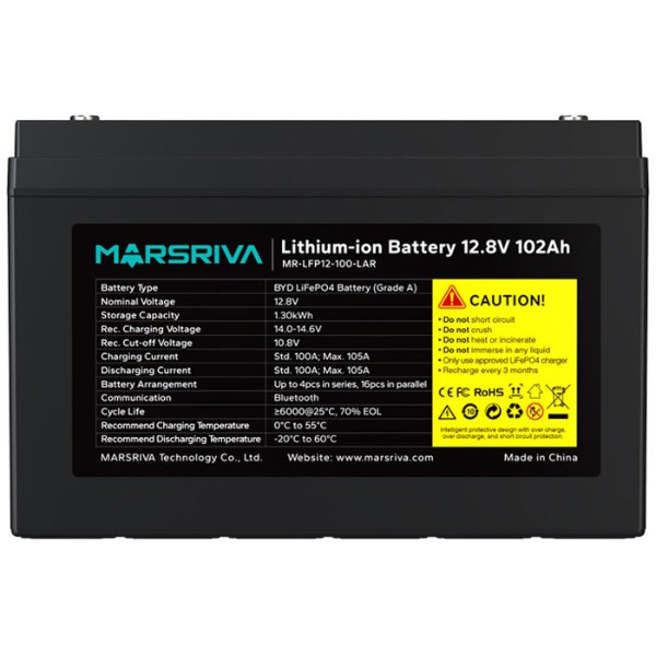 Фото - Аккумулятор для ИБП Marsriva LiFePO4, 12,8 V/100Ah (MR-LFP12-100-LAR V3)