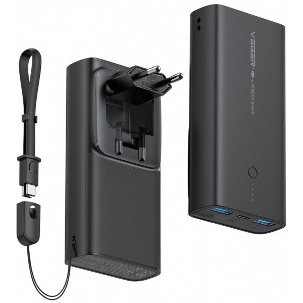 Фото - Батарея мобільна Veger ACE100 Built-in EU Plug 10000mAh Quick Charge PD20W W1146 (1283126559143) Фото - Батарея мобільна Veger ACE100 Built-in EU Plug 10000mAh Quick Charge PD20W W1146 (1283126559143)