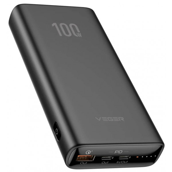 Фото - Батарея мобильная Veger T100 20000mAh 100W Black (W2032C-100)