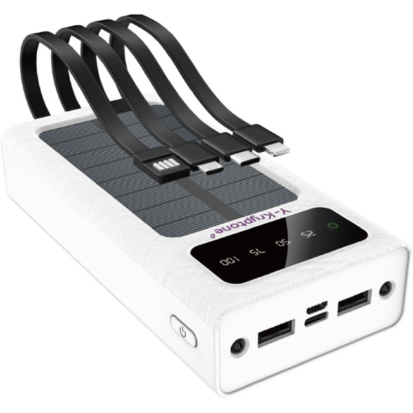 Фото - Батарея мобільна Y-Kryptone S-02 SOLAR CHARGE LED Light 20000 mAh CABLE in White (YK-S02SLC-WH)