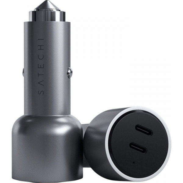 Фото - Автомобільний зарядний пристрій Satechi 40W Dual USB-C PD Car Charger Space Gray (ST-U2C40CCM)