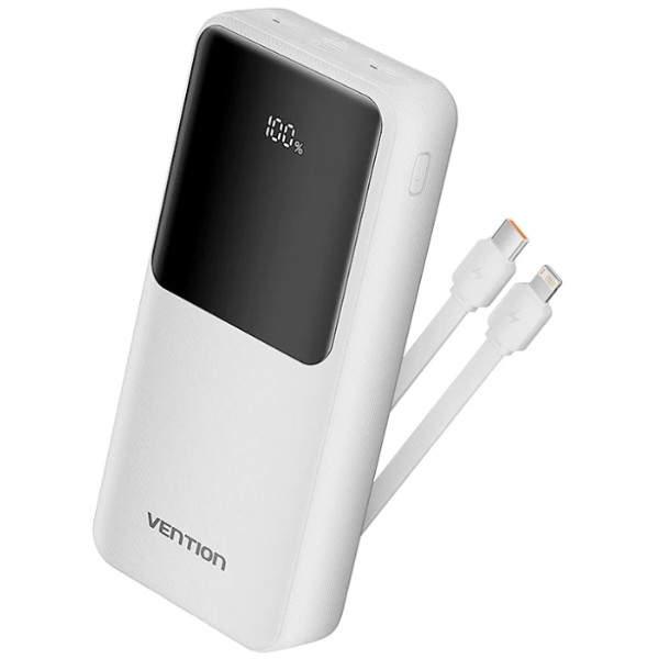 Фото - Батарея мобільна Vention 20000mAh 22.5W 3A PD Micro-USB,USB-C 2xUSB-A Built-in USB-C+Lightning Cables White (FHPW0) Фото - Батарея мобільна Vention 20000mAh 22.5W 3A PD Micro-USB,USB-C 2xUSB-A Built-in USB-C+Lightning Cables White (FHPW0)
